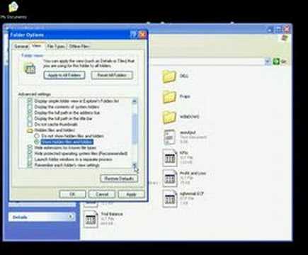 how to show hidden files in windows xp
