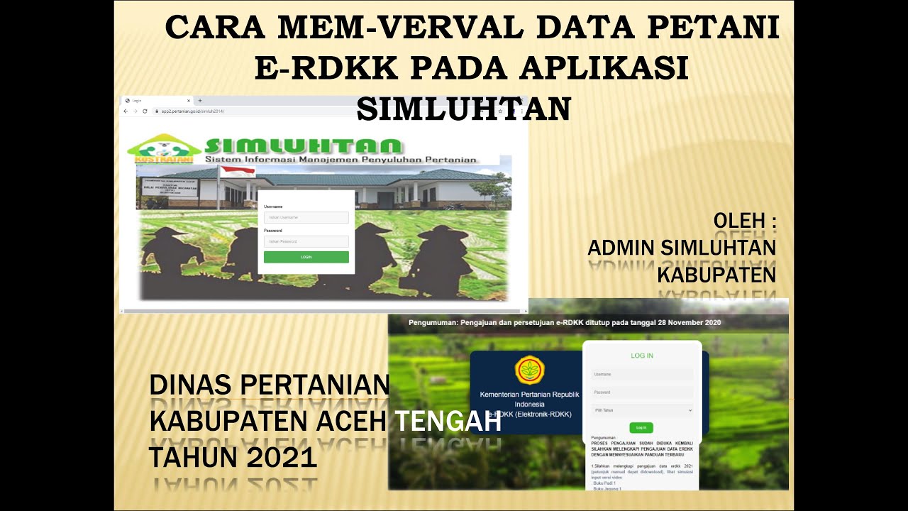 TUTORIAL Cara Verval Data Petani eRDKK 2021 ke SIMLUHTAN Distan Aceh