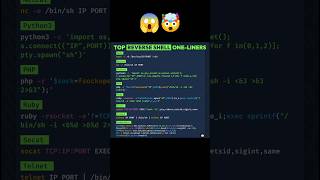 Top One-Line Reverse Shell Important for Ethical Hacking #networking #cybersecurity #shorts