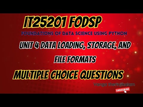 UNIT 4 Data Loading, Storage, and File Formats Question Bank || Multiple Choice Questions (MCQs)
