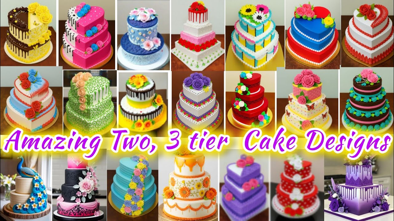 ✨Amazing 2, 3 Tier Birthday Cake Design/Cake Decoration Ideas,photos,images/Easy Heart Shape Cake 