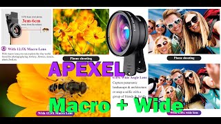 Улучшаем камеры смартфонов, комплект объективов APEXEL, 0,45x широкоугольный и 12,5x Макро объектив