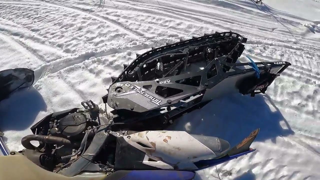 SHORT first ride and first crash on wr450f snowbike