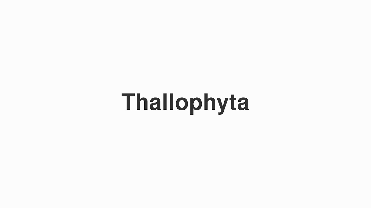 How to Pronounce "Thallophyta"