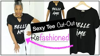 DIY Upcycle T-Shirt With a Draw String CUT-OUT | T-Shirt