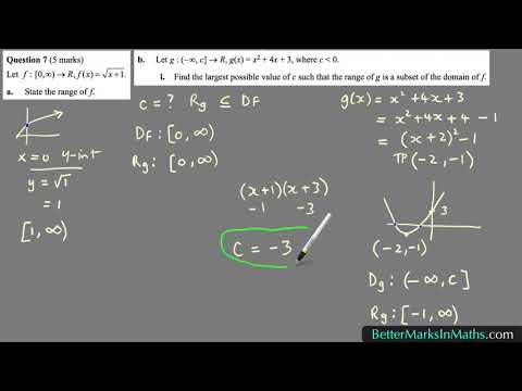 VCAA 2017 Math Methods Exam M Choice Q7 - Functions & Relations - Composite Functions