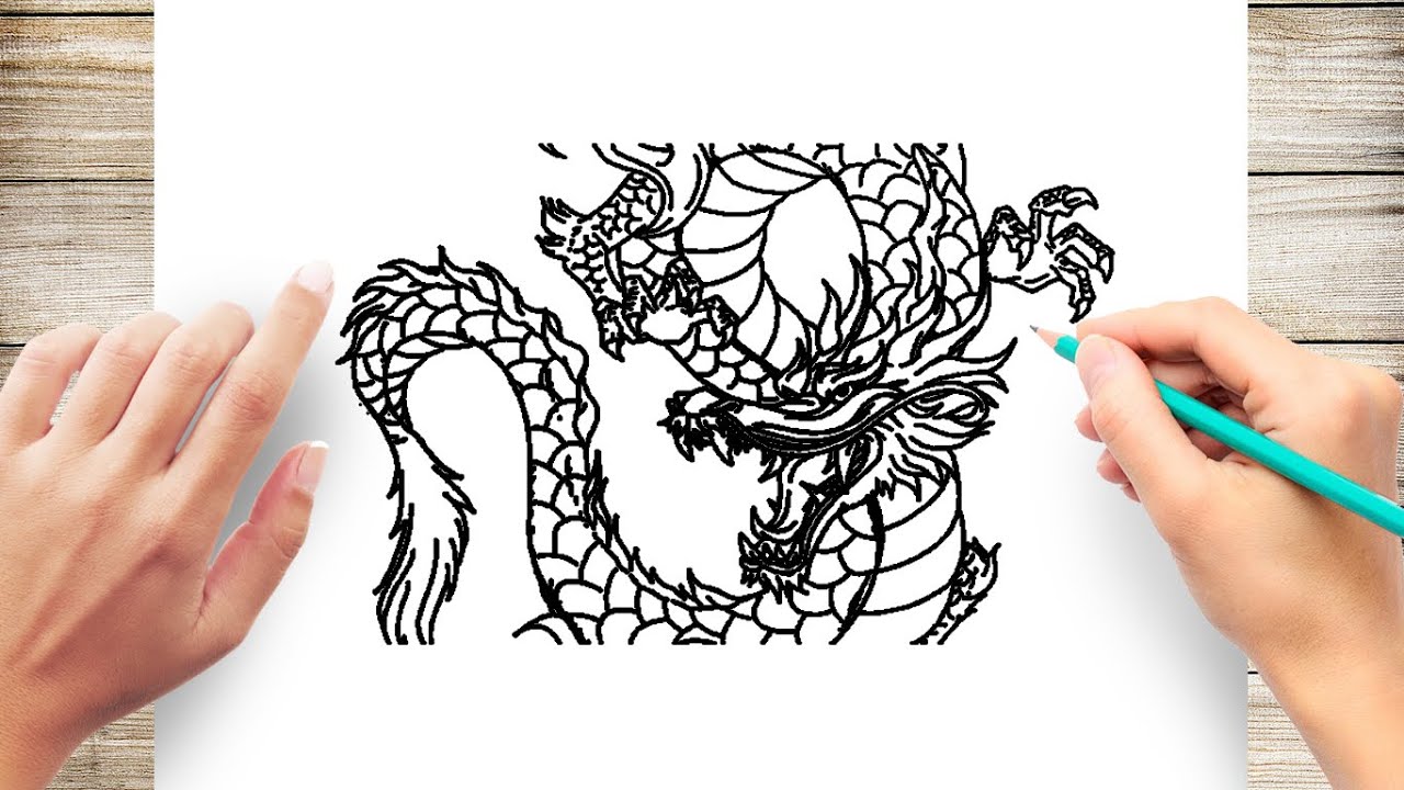 full body dragon drawing easy step by step