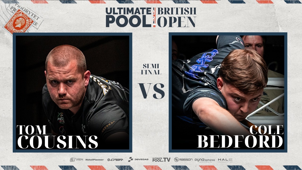 CuePoint billiards news cover image for Tom Cousins Faces Cole Bedford in UP British Open 2026 Semi-Final