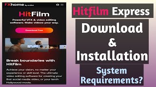 Hitfilm Express Install  2023 | Hitfilm express System requirement | HitFilm Express download