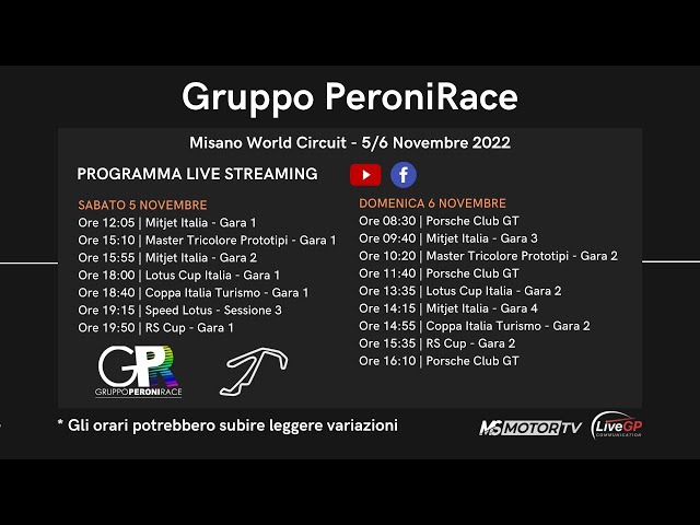 PeroniRace | Live Streaming Misano - 6 Novembre 2022 (pomeriggio)