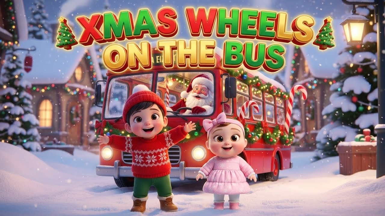 Колеса Санты на автобусе 🎄 Рождественская песня для детей и малышей | Детские стишки от Maahil & ...