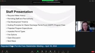 Recycled Water Permits Fees Stakeholder Meeting April 18, 2024