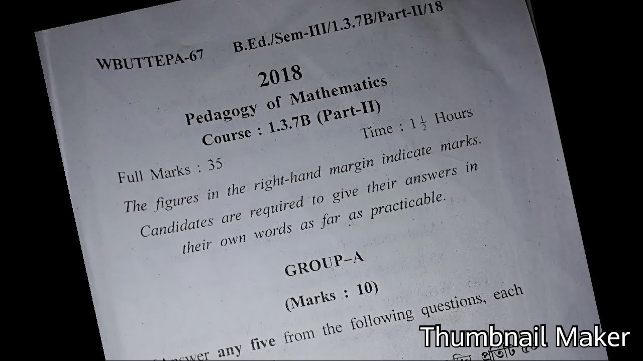 wb-b-ed-pedagogy-of-mathematics-3rd-semester-questions-paper-2018-b