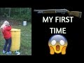 SHOOTING A GUN FOR THE VERY FIRST TIME  HITTING THE TARGET FROM 100 FT DISTANCE
