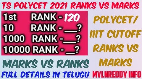 TS Polycet & iiit 2021 Cutoff Marks vs Ranks//ఎన్ని Marks కి ఎంత - Rank వస్తుంది//