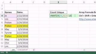 Excel Magic Trick 1153: Unique Count For Name & Date: Array Formula, 2013 PivotTable, More…