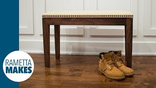 How to Make a Walnut Sitting Bench with Leather Seat // DIY