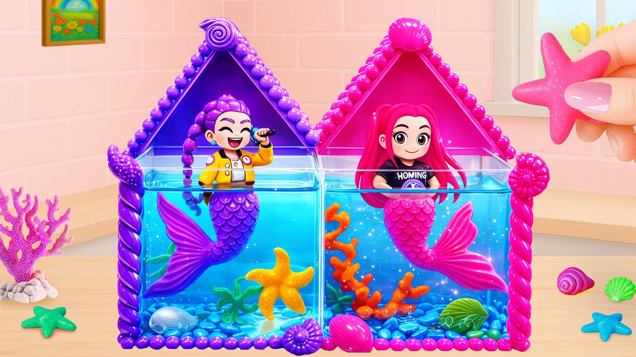 Enjoyable Making Miniature K-Pop Demon Hunter Mermaid Jelly Cake Battle 💜💗 Tiny Joy Bakes