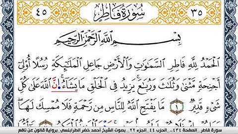سورة فاطر احمد الطرابلسي Surah Fater برواية قالون عن نافع