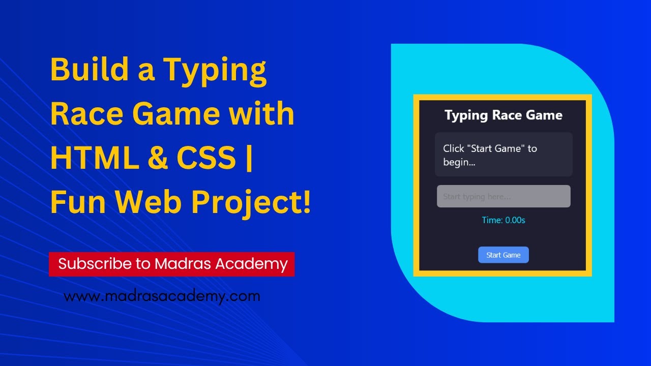 Build a Typing Race Game with HTML & CSS | Fun Web Project! 🖥️ - YouTube