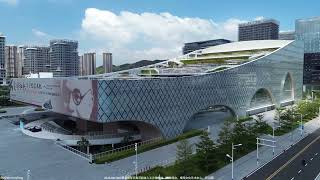 20251007003珠海横琴天沐河碧道人工沙滩航拍(天沐琴台,横琴文化艺术中心,天沁园)