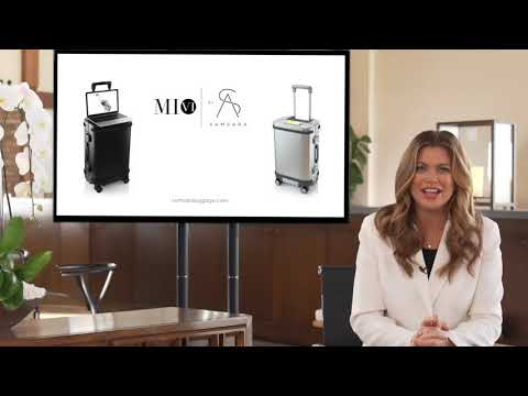 MI VI by Samsara smart luggage, showing how the suitcase doubles as an on-the-go workstation that keeps today’s travelers connected and safe with its IoT technology.