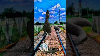 T-rex Big dinosaur and Anaconda attac baby help you #vfx #shorts #dinosaur #anaconda #vfx #funny