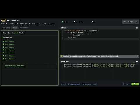 Codewars Python Are you available 6kyu solution
