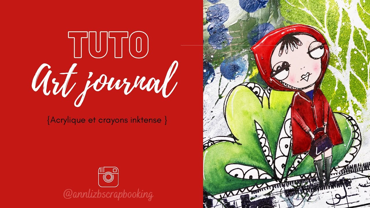 Tuto art journal : tampons digitaux, acrylique et crayons inktense