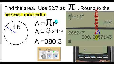 Find Area of Circle if Pi is 22/7