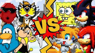 M.U.G.E.N Battles | Cool Spot/Chester/Club Penguin/Asterix vs SpongeBob/Tails/Knuckles/Shadow