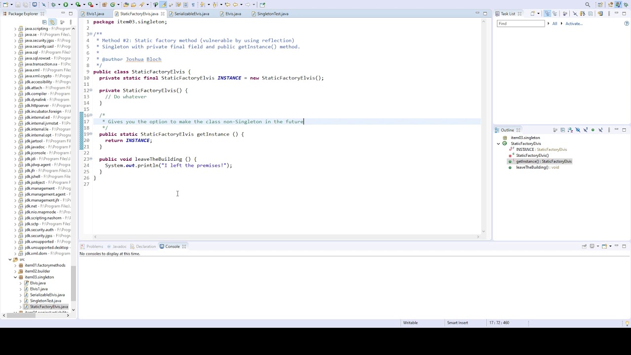 Use Java enum to create Singletons - YouTube