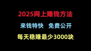 赚钱项目2025，来钱特快的网上赚钱方法，每天稳赚最少3000块的网赚项目教学，手机赚钱副业推荐，最快赚钱野路子