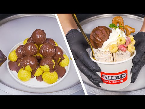 How To Roll CHOUX CAKE Decorating Ideas | ASMR IceCream Rolls With Choux Cake Ice Rolls World