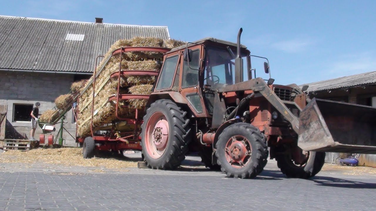 Prasowanie i zbieranie snopków przyczepa samozbierającą//MTZ/Ursus c-330/Kemper be 125//