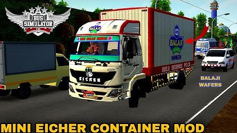 download || Mini eicher container mod with Balaji snaks For Bus Simulator Indonesia in bussid v3.7.1