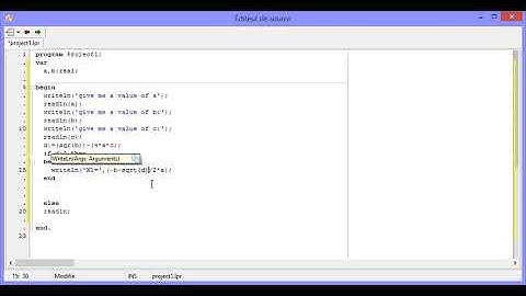 حل معادلات من الدرجة الاولى و الثانية في الباسكال Turbo Pascal FACILE