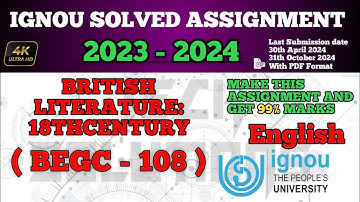 BEGC 108 Solved Assignment 2023-24 In English Medium | BEGC 108 SOLVED ASSIGNMENT 2024 | #BEGC108