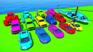 GTA V Mega Ramp Boats,Cars Motorcycle Monster Truck with Trevor and Friends New Stunt Map Challenge