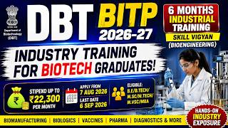 DBT BITP 2026-27 🔥 6 Months Industrial Training | ₹22,300/Month | Biotechnology & Bioinformatics