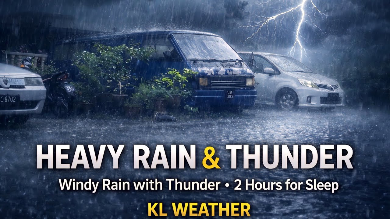 Heavy Rain & Thunder Sounds for Deep Sleep 🌧️⚡ | 2 Hours | KL Night ...