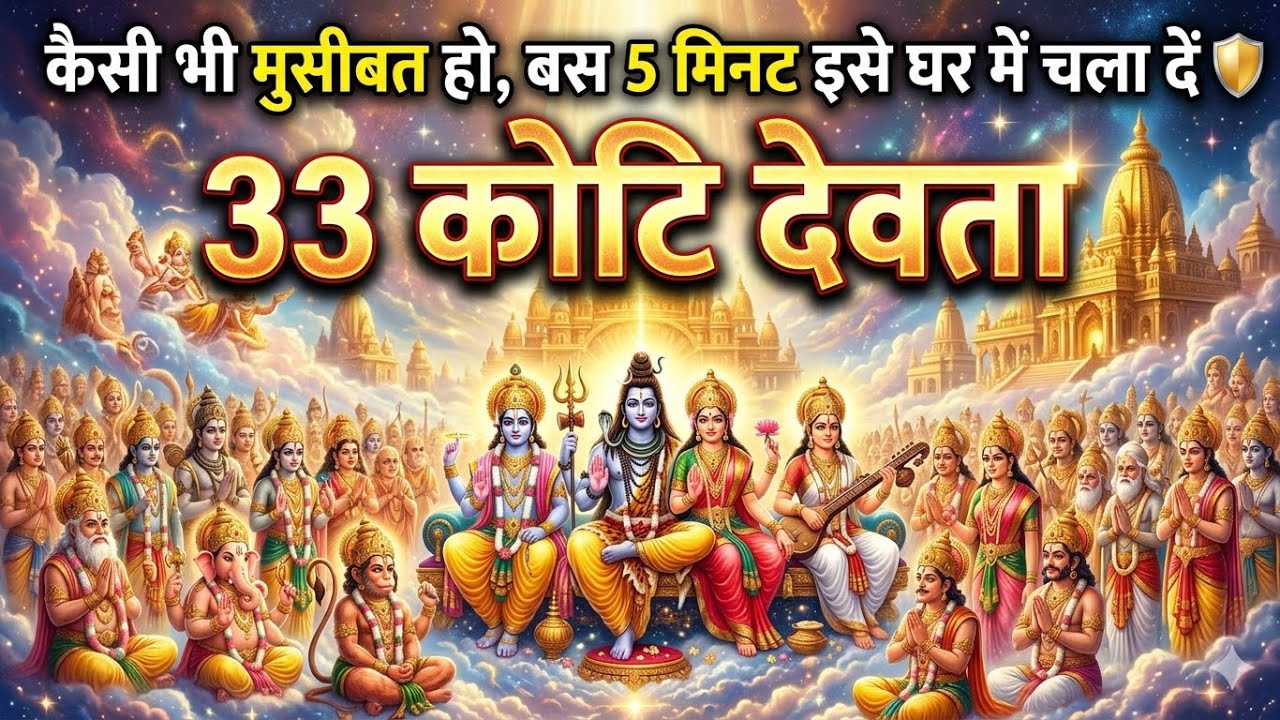 कैसी भी मुसीबत हो, बस 5 मिनट इसे घर में चला दें 🛡️ 33 कोटि देवता Ghar Shanti Mantra
