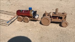 DIY MTZ 1 tractor with mounted sprayer - Cardboard toy