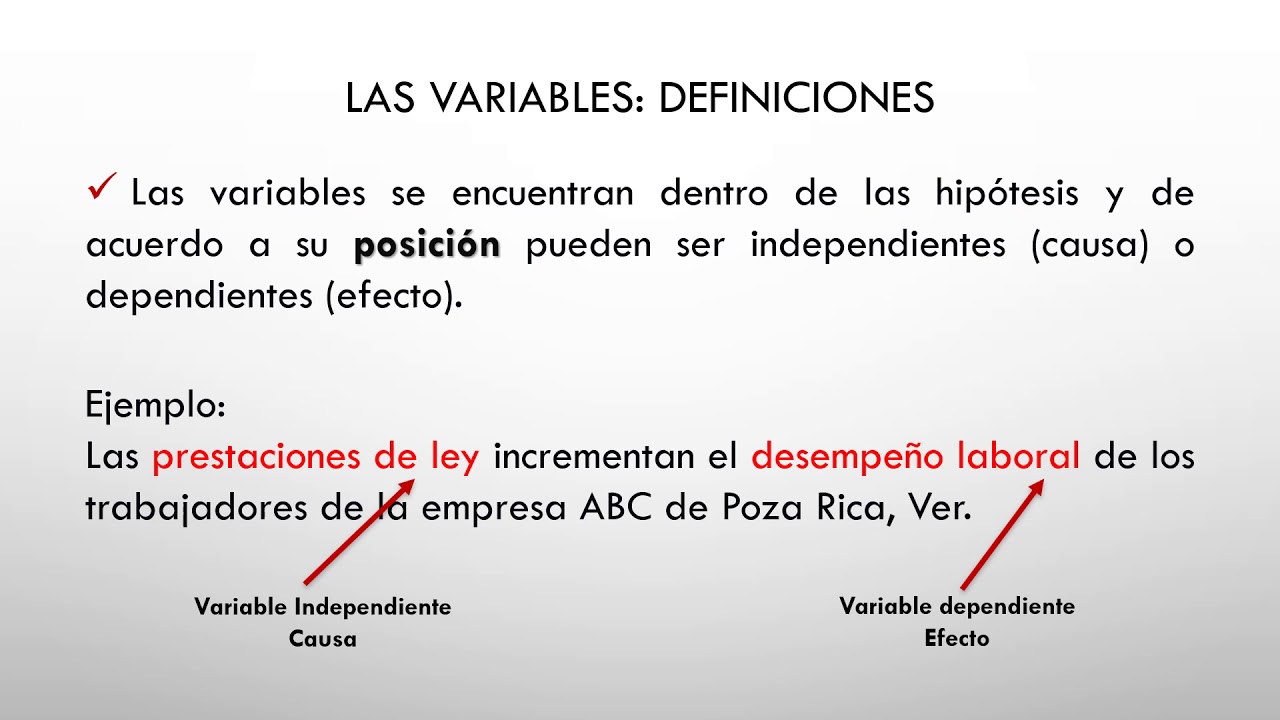 Ejemplo variables dependientes e independientes