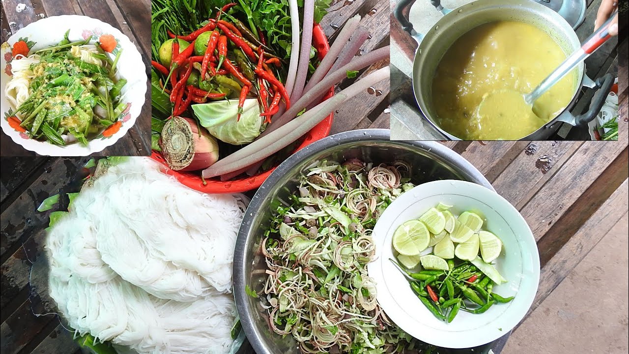Fresh Homemade Khmer noodle soup | How to make Khmer noodle soup| 