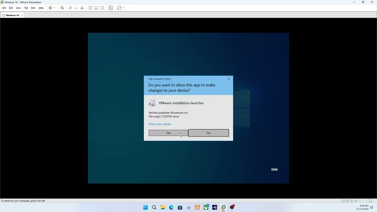 Installing VMware Tools on Windows 10 Virtual machine