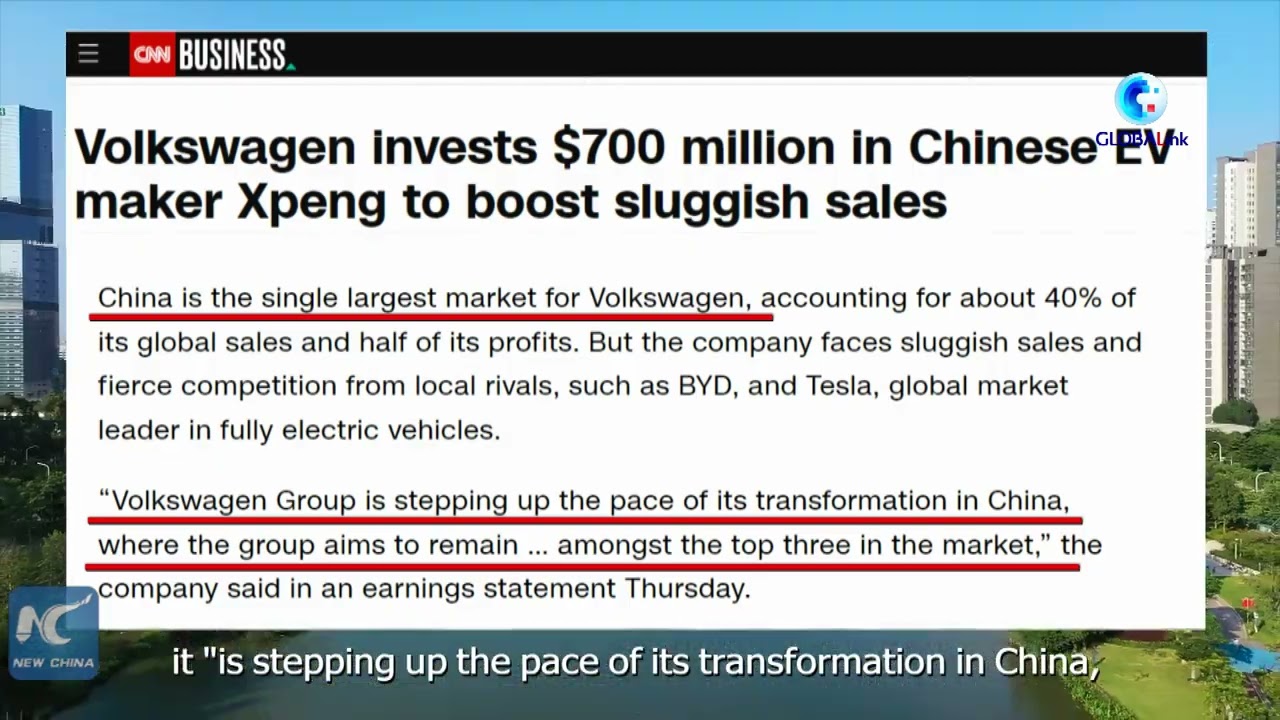 GLOBALink | Volkswagen Group to strengthen cooperation with Chinese partner on EV market