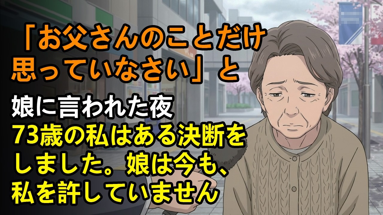 「お父さんのことだけ思っていなさい」と娘に言われた夜、73歳の私はある決断をしました。娘は今も、私を許していません