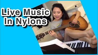 Music in Pantyhose Pedal Pumping - Live Stream Piano and Guitar in Nylons Tights, Hosiery