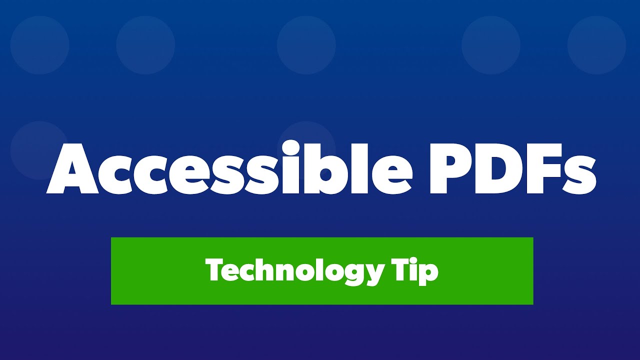 Accessible PDF Files | Technology Tips - YouTube